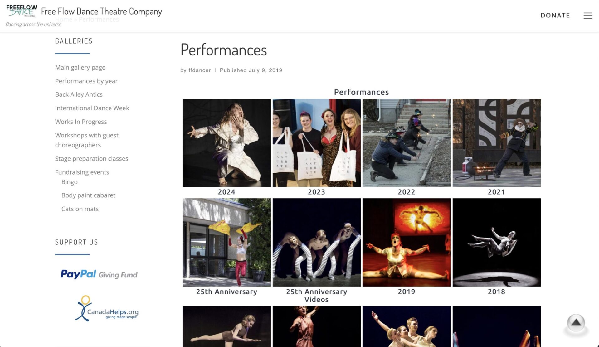 performances page